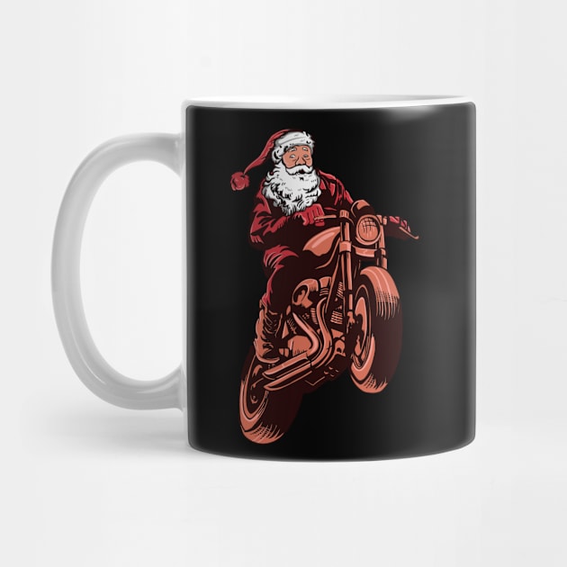 santa riding cafe racer by piggybankstudio